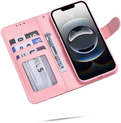 Casemania Hoesje Geschikt voor Samsung Galaxy A35 5G - Roze Bloemen en Vlinders Print - Portemonnee Bookcase met Pasjeshouder en Standaardfunctie - Wallet case met Ingebouwde Kaarthouders