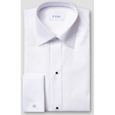 Eton Overhemd Slim Evening Piqué French Cuffs Extra Long Staple Cotton Wit / male