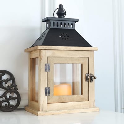 13 inch houten lantaarn voor boerderij decor, rustieke kaarsenhouder en tafel middenstuk