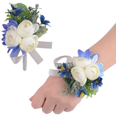 2 Stuks Bruiloft Corsage en Boutonniere Set voor Huwelijks- en Feestdecoratie