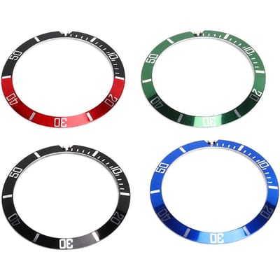 4 stuks Aluminium Horloge Bezel Ring Vervanging Polshorloge Horloge Wijzerplaat Bezel Ring Accessoire black