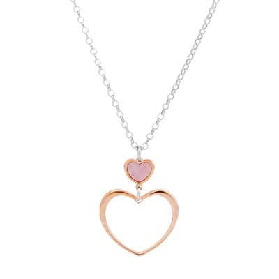 Orphelia 'Mada' Dames 925 Sterling Zilveren Set: Ketting + Armband + Oorbellen - Zilver/Roze SET-7389