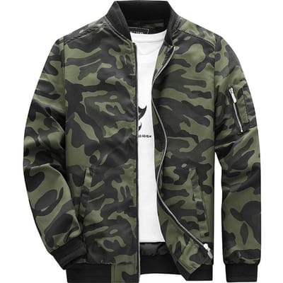 Veste pour homme Veste de bombardier camouflage grande taille pour homme Veste de baseball de sport décontractée 5XL vert