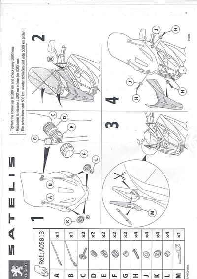 Pare brise haut pour scooter Peugeot Satelis 125 A05813 1176922300 Neuf