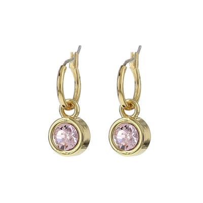 Biba Hang Oorbellen met Swarovski Steentje Rosaline Goud