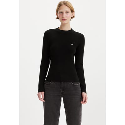 Levi's Rib Crew Sweater Caviar Rib Maat: S | Gebreide Truien Outlet | Dames | Zwart