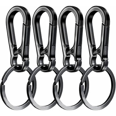4 Stuks Karabijnhaak Sleutelhanger Metalen Sleutelring Sleutelhouder Clip Haak Organizer voor Autosleutels Zoeker Duurzame Buitenuitrusting Accessoires 4PCS black