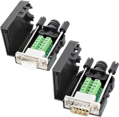 2 Stuks Solderloze DB9 Connector, RS232 D-SUB Seriële Adapter met 9 Pin Breakout en Opbergtas voor Eenvoudige Verbindingen