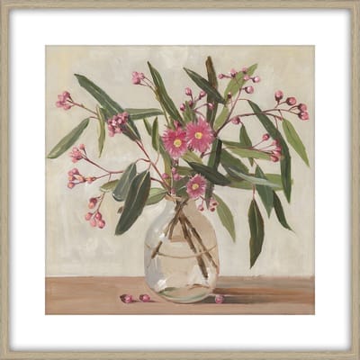 HomeBound by KY | Schilderij met frame vaas met bloemen | schilderij | 80x80x3,3cm