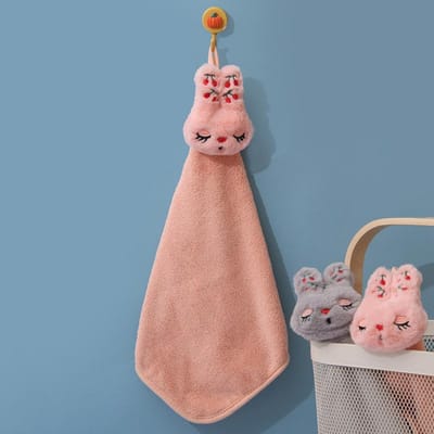 Zachte absorberende handdoek Keuken ophanglus schattige cartoon handdoek afvegen tafelkleed zakdoek toilet roze