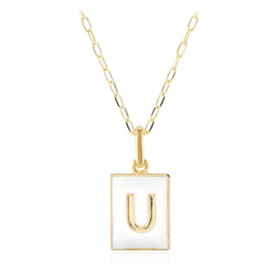Cavill - Zilveren Halsketting - 925 Sterling Zilver Verguld - Elegante Initialenhanger U - Verstelbaar 45-50 cm - Dames Sieraden