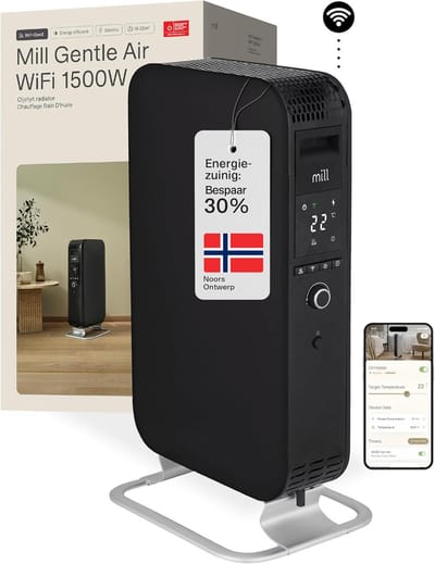 Oliegevulde Elektrische Radiator Zwart - Slimme Verwarming voor Ruimtes tot 22m²