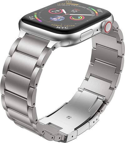 Titanium bandje - geschikt voor Apple Watch 1/2/3/4/5/6/7/8/9/10/11/ SE (1,2,3) met maat 38 mm / 40 mm / 41 mm en 42 mm (Watch 10/11) - zilver
