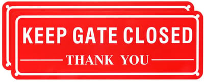Dailygoods - M METERXITY 2-pack Keep Gate Closed Thank You Sign, 10" x 4" Roestvrije Waterdichte Borden Vervaagbestendig Aluminium Reflecterend Bord voor Binnen/Buiten/Thuis/Kantoor [Wit op Rood]