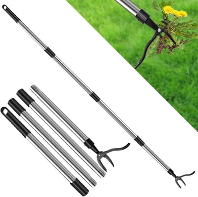 Onkruidsteker Lange Steel - Wortelverwijderaar Gazon - Efficiënt Onkruid Wieden - Met Voetpedaal - 148 cm - Zilver