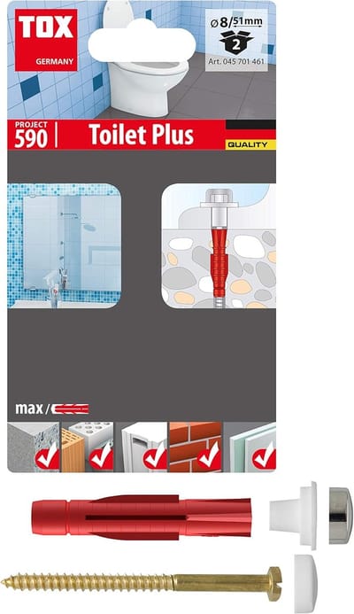 Toilet Bevestiging - Sanitair Pluggen - Stevig Ophangen - Corrosievrij Materiaal - 8x51mm - Wit Chroom