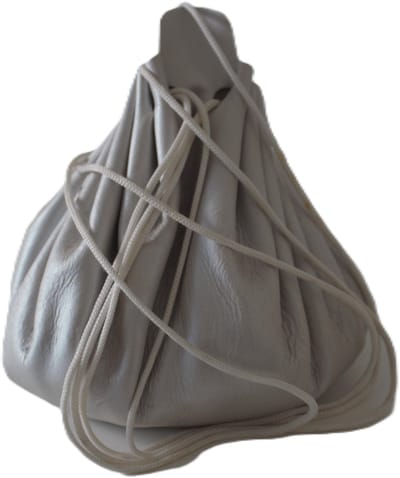 Oi zilver kleurig leren Buidelportemonnee / zilveren Cosplay Tasje / lederen buidelzakje / tovenaars- buideltje / 521S