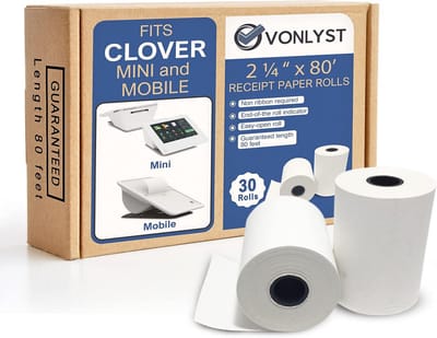 Bonrollen Papier - Kassabon Papier - Kassabon Printen - BPA-vrij - 30 Rollen - Wit