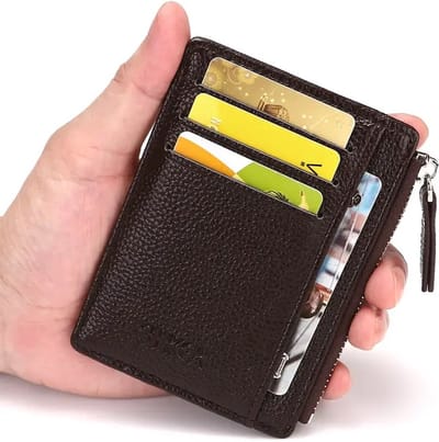 PU Leren Portemonnee I Pasjeshouder Met Rits I Creditcardhouder I Mini Wallet I Voor 7 Pasjes I Incl. Geldvakje I Zwart