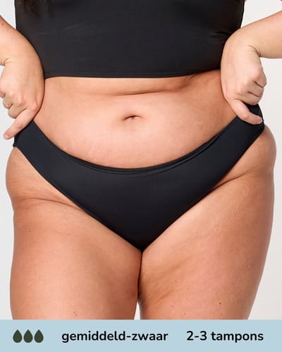 Moodies menstruatie zwemkleding - Bikini broekje - gemiddeld-zwaar kruisje - Zwart - maat XL