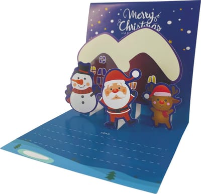 3D Pop Up Kerstkaart - Blauwe - 11x11 cm - DIY Kerstkaart - Ansichtkaart - Wenskaart - Met Envelop