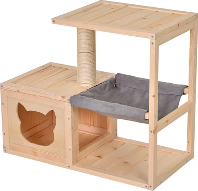 PawHut - Kattenhuis - met hangmat - met sisalstam - milieuvriendelijk