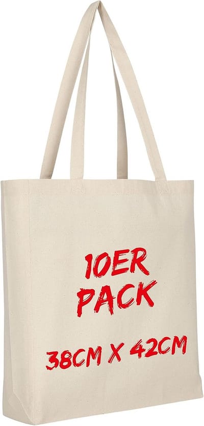 Katoenen tas met lange hengsels en bodem- en zijvouw, naturel