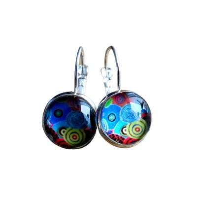 2 Love it Retro C - Oorbellen - Geel - Blauw - Rood - Zilverkleurig