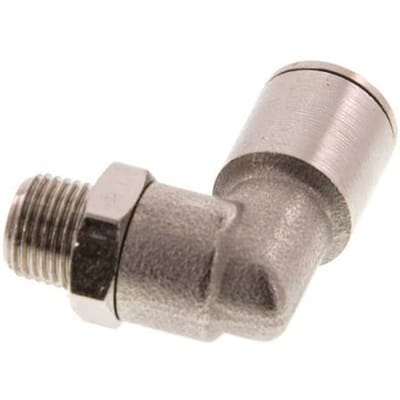 8mm x R1/8'' 90 graden L-verbinding Messing Insteekfitting Buitendraad Draaibaar FKM [2 Stuks]