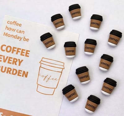 TLVX 12 stuks Kleine 3D Koffiebekers Magneten / Leuke Koelkastmagneten / Foto Magneet / Whiteboard / Speel- en Leer / School / Fresh Coffee Magnets / Boodschappenlijst / Notitie / Memo Bord / Kantoor / Schoolbord / Magnetisch / Koffie Magneetjes