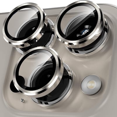iPhone 15 Pro / 15 Pro Max Camera Lens Screen Protector Titanium Natural - Screenprotector - Camera Protector iPhone 15 Pro