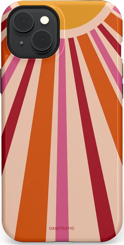 Casetastic Hoesje Geschikt voor Apple iPhone 15 Plus Magsafe - Stijlvolle Beschermende Duo-layer Case - Retro straal