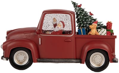 Clayre & Eef Kerstdecoratie met LED-verlichting en muziek Auto 28x12x15 cm / 3xAA Rood Kunststof