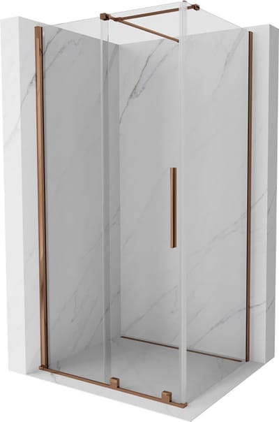 Mexen Velar schuifbare douchecabine 90 x 70 , transparant, roségoud - 871-090-070-01-60