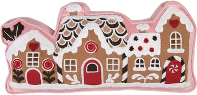 Clayre & Eef Sierkussen Gingerbread house 50x25x4 cm Bruin Polyester