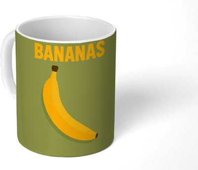 Mok - Koffiemok - Banaan - Minimalistisch - Geel - Mokken - 350 ML - Beker - Koffiemokken - Theemok