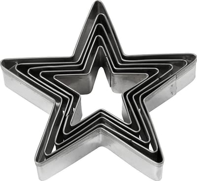 Uitsteekvormen - Stervormige Uitsteker - Koekjesvormen - Diameter 8cm - Set van 5 Stuks