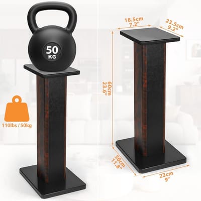 Houten Speakerstandaards voor Thuisbioscoop, Universele Steunen voor Staande Speakers, Zandgevulde Ontwerp met een Draagvermogen van 50kg (60cm)