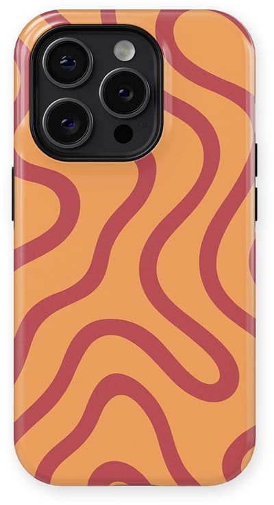 DripCase Curvy Lines Hoesje geschikt voor iPhone 14 Pro | Backcover met Mag | Design Tough Case geschikt voor iPhone 14 Pro Terracotta Twist