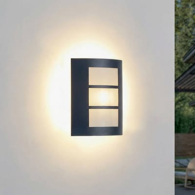 Lindby - Wandlampen buiten - 1licht - Aluminium, kunststof - H: 26 cm - E27 - zwart