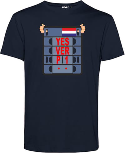 T-shirt Pit Board YES VER P1 | Formule 1 fan | Max Verstappen / Red Bull racing supporter | Navy | maat XS