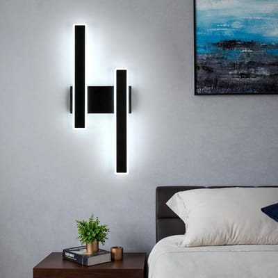 Wandlamp - 46cm - Groot - 32W - LED - 3600LM - 6500K - Koel Wit Licht - Acryl - Voor Slaapkamer, Woonkamer, Hal, Trap - Zwart