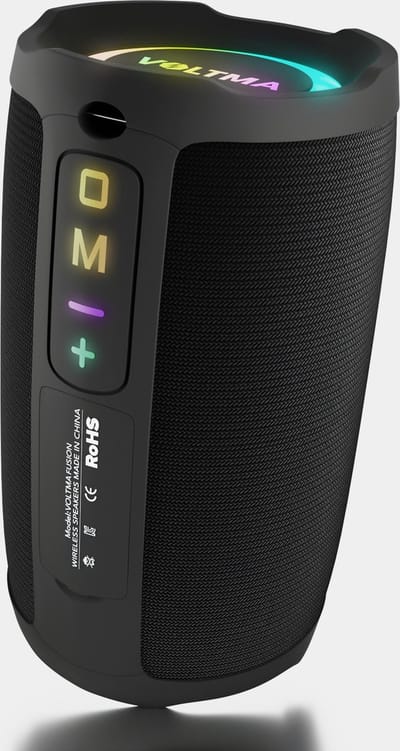 Voltma Fusion Bluetooth Speaker - draagbare en draadloze luidspreker van 10W - RGB-verlichting en IPX4 waterdicht - Bluetooth 5.2 en 360° surround sound - tot 20uur speeltijd met AUX, TF en USB-sleuf