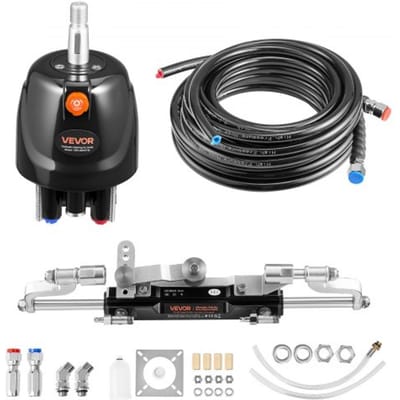 VEVOR hydraulische buitenboordmotor stuurkit, 220kW (300 pk) - Hydraulisch stuursysteem voor boten, met 6,9 MPa stuurpomp, tweeweg vergrendelingscilinder en 7,9 m lange slangen, voor één stuurstand, één motor