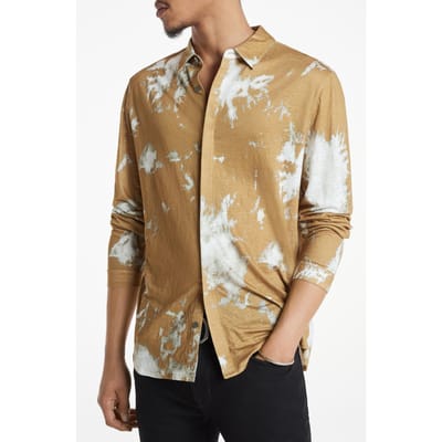 John Varvatos Madera Shirt With Tie Dye Mustard Size: XS | Long-Sleeved T-Shirts Outlet | Heren | Wit