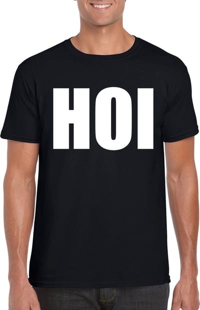 Hoi tekst t-shirt zwart heren S