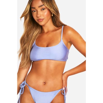 boohoo Dames Mix & Match High Shine Crop Bikini Top | ijsblauw | Maat: 36