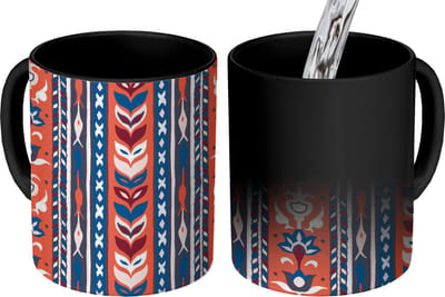 Magische Mok - Foto op Warmte Mokken - Koffiemok - Design - Bloemen - Planten - Rood - Minimalisme - Magic Mok - Beker - 350 ML - Theemok