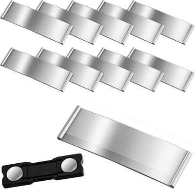 Aluminium Naamplaatjes met Sterke Magneet - Professioneel Naambordje met Papiergleuf - Zilver - Set van 10
