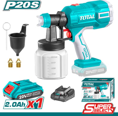 Total Tools Verfspuit 20V 2,0Ah - 800ml/min - Inclusief accu, lader & 4x accessoires